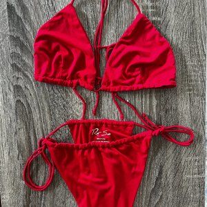 Riot Swim Bixi Top, Fire Red,